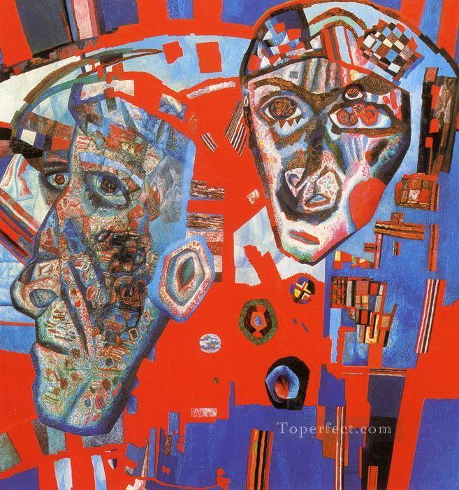 two heads 1925 Pavel Filonov abstract Oil Paintings